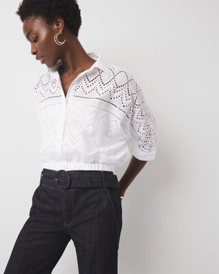 値下げ★J&M DAVIDSON KIMONO SLEEVE SHIRT WHBM_ES Eyelet